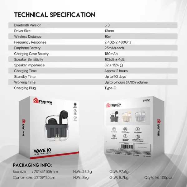 Bluetooth slusalice Fantech Wave 10 bele