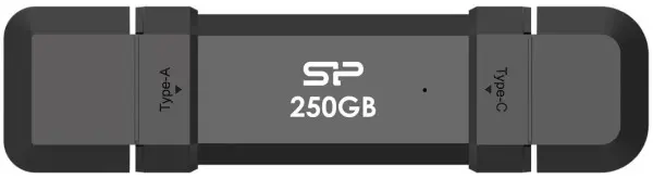 Portable Stick-Type SSD 250GB, DS72, USB 3.2 Gen 2 Type-C/Type-A, Read up to 1050MB/s, Write up to 850MB/s, Black ( SP250GBUC3S72VPK ) 
