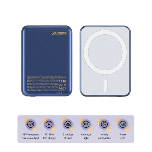 Power bank Magsafe REMAX RPP-509 Fantasy Series PD 20W + Wireless 15W Fast Charging 5000mAh plavi