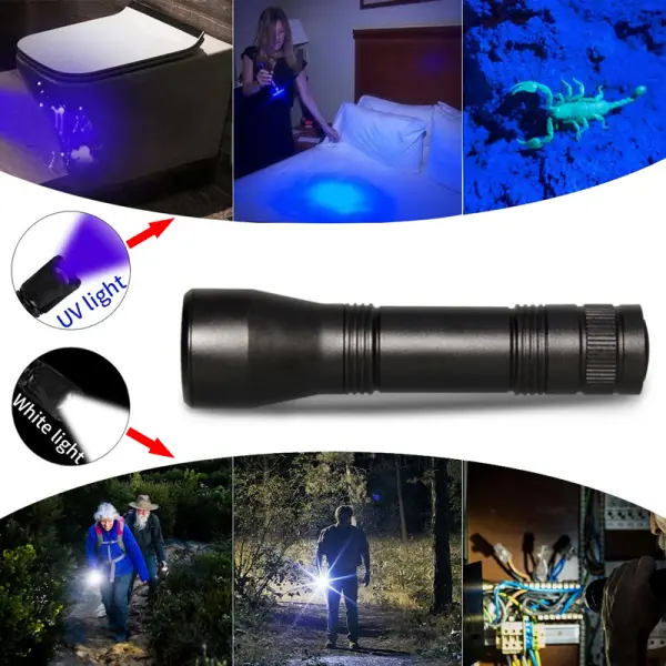 Baterijska lampa JWD multifunctional sa ultraljubicastim svetlom crna