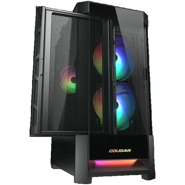 COUGAR | Duoface RGB Black | PC Case | Mid Tower  Airflow Front Panel  2 x 140mm & 1x 120mm ARGB Fans incl.  TG Left Panel ( CGR-5ZD1B-RGB 
