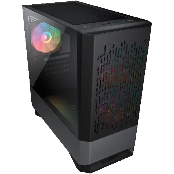 COUGAR | MG140 Air RGB Black | PC Case | Mini Tower  Air Vents Front Panel  3 x ARGB Fans  4mm TG Left Panel ( CGR-5JM8B-AIR-RGB ) 