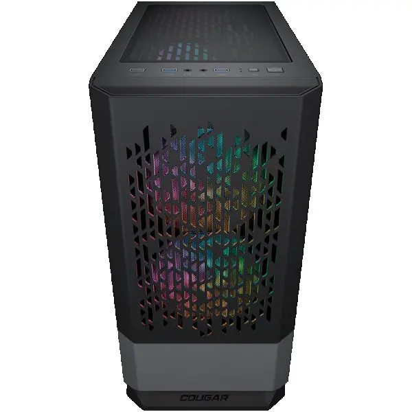 COUGAR | MG140 Air RGB Black | PC Case | Mini Tower  Air Vents Front Panel  3 x ARGB Fans  4mm TG Left Panel ( CGR-5JM8B-AIR-RGB ) 