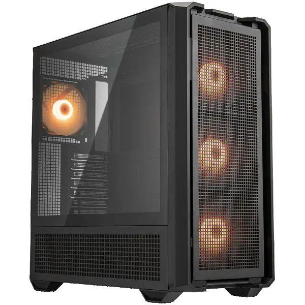 COUGAR | MX600 Black | PC Case | Mid Tower  Mesh Front Panel  3 x 140mm + 1 x 120mm Fans  Transparent Left Panel ( CGR-57C9B-RGB ) 