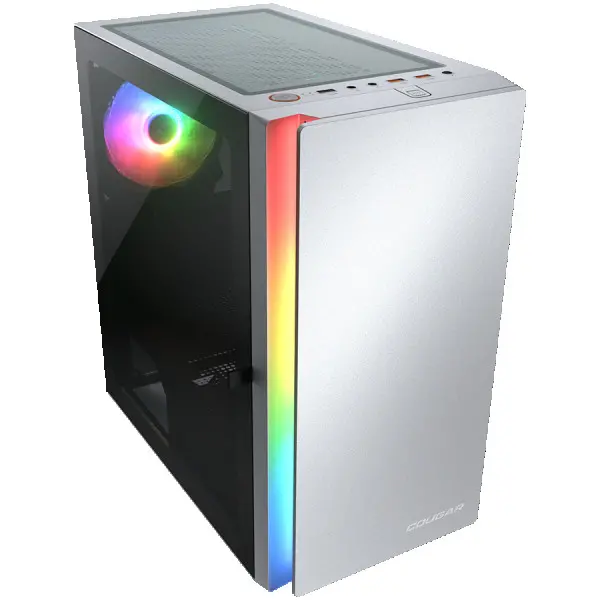 COUGAR | Purity RGB White | PC Case | Mini Tower  TG Front Panel with ARGB strip  1 x ARGB Fan  3mm TG Left Panel ( CGR-5PC4W-RGB ) 