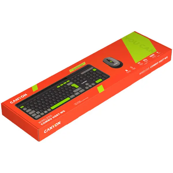 CANYON HSET-W5 ENAD Keyboard+Mouse AAA+AA Wireless Black ( CNS-HSETW5BK-AD ) 