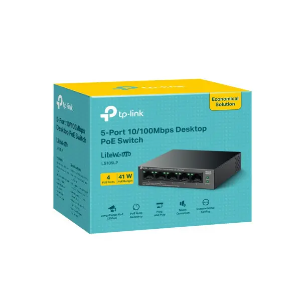 Switch TP-LINK LS105LP 5port 101001000Mbps4-PoE metalno kućište