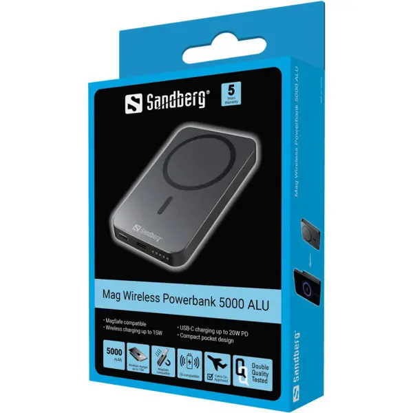 Powerbank Sandberg Mag 420-96 5000mAh Wireless ALU