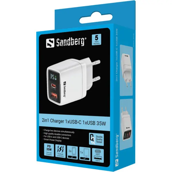 Kućni punjač Sandberg 2u1 441-52 1xUSB1xUSB-C 35W