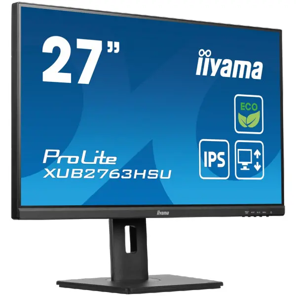 27'' ETE IPS-panel Green Choice, 1920x1080@100Hz, 250cdm˛, Speakers, HDMI, DisplayPort, 3ms GTG, FreeSync, USB 2x3.2 ( XUB2763HSU-B1 ) 