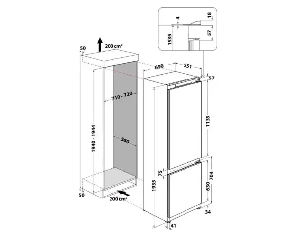 WHIRLPOOL WH SP70 T121 ugradni frižider 