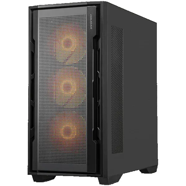 COUGAR | Uniface RGB Black | PC Case | Mid Tower  Mesh Front Panel  4 x 120mm ARGB Fans  TG Left Panel  Black ( CGR-5C78B-RGB ) 