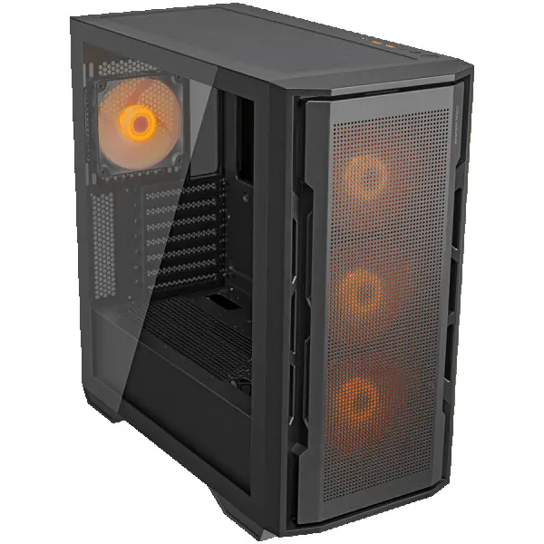 COUGAR | Uniface RGB Black | PC Case | Mid Tower  Mesh Front Panel  4 x 120mm ARGB Fans  TG Left Panel  Black ( CGR-5C78B-RGB ) 
