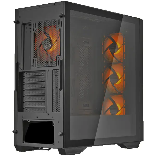 COUGAR | Uniface RGB Black | PC Case | Mid Tower  Mesh Front Panel  4 x 120mm ARGB Fans  TG Left Panel  Black ( CGR-5C78B-RGB ) 