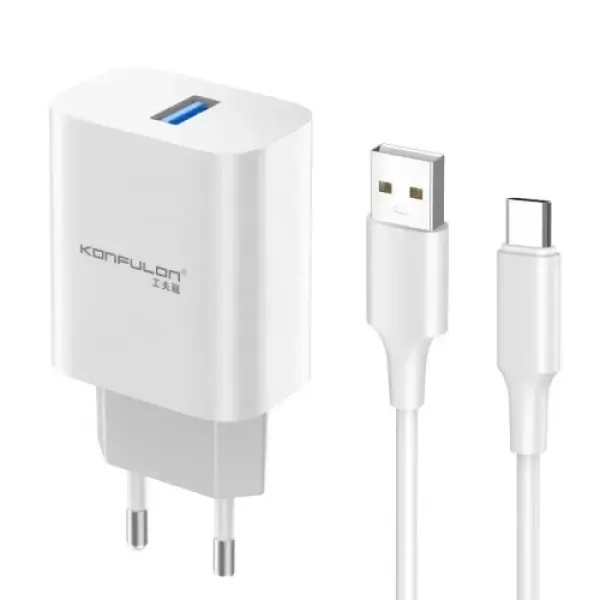 KONFULON Kućni punjač C87 + USB Type C  Px24 brzi 5V/3A
