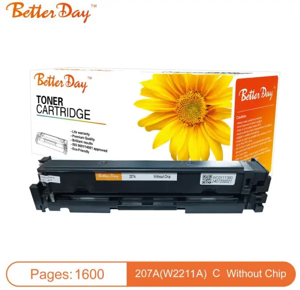Toner BetterDay 207A(W2211A) M255/M283 zam. kaseta za HP  Cyan 1.6k (bez cipa)