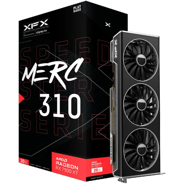 XFX AMD Video Card RX-7900XT Speedster MERC310 20GB GDDR6 320bit, 2535 MHz  20Gbps, 3x DP, 1x HDMI, 3 fan, 2 slot ( RX-79TMERCU9 ) 