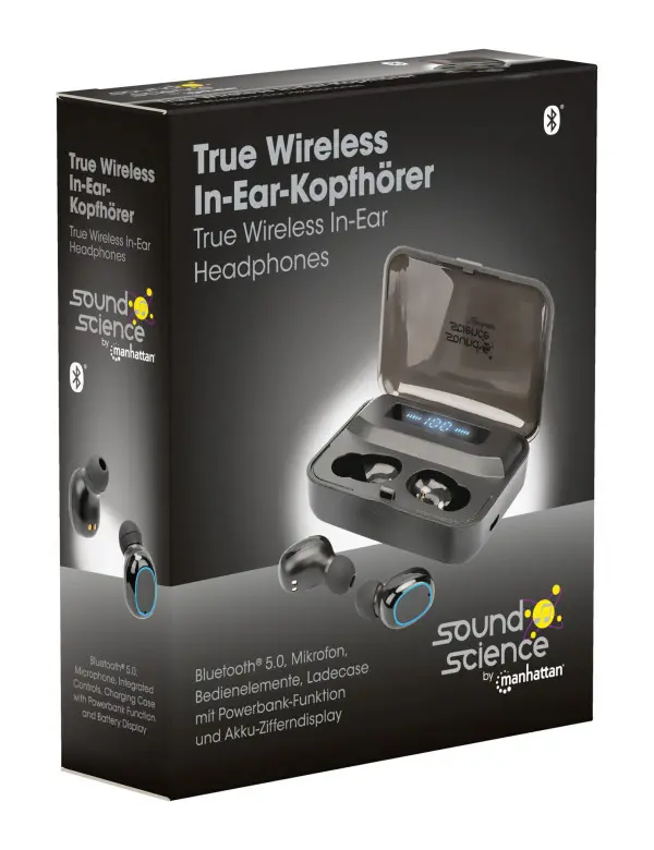Slušalice TWS Manhattan 180382 Bluetooth 5.0 crne