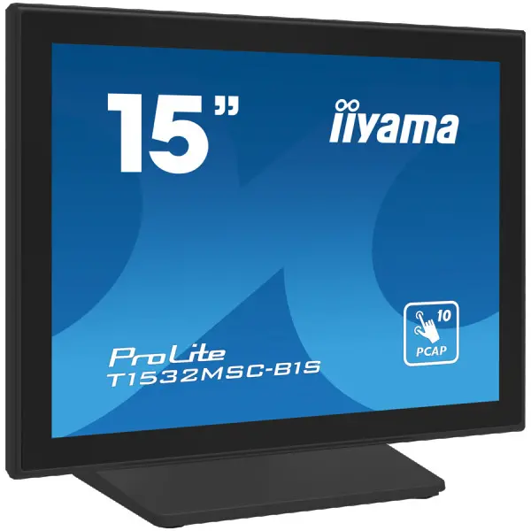 IIYAMA 15'' PCAP Bezel Free Front, 10P Touch, 1024x768, Speakers, VGA, DisplayPort, HDMI,330cdm˛ (with touch), USB Interface, Built-In Power