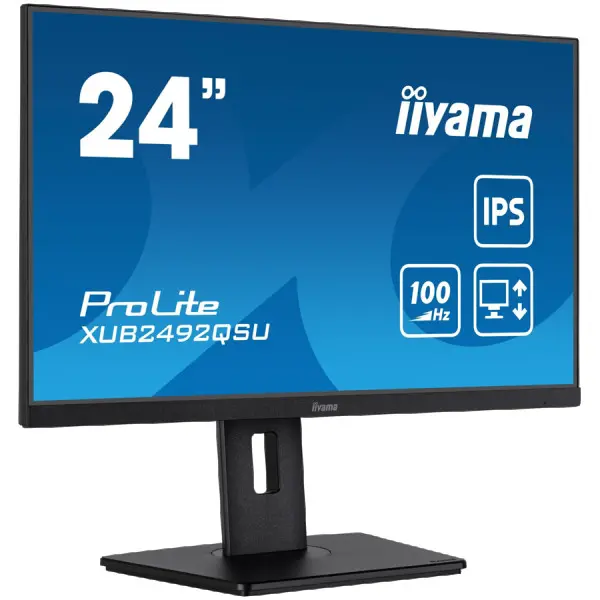 IIYAMA Monitor LED XUB2492QSU-B1 23.8'' IPS 2560 x 1440 @100Hz 300 cdm˛ 1000:1 0.5ms HDMI DP USB-Hub 	height, swivel, tilt, pivot (rotation 