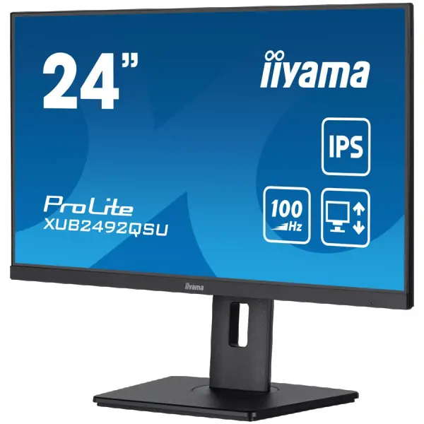 IIYAMA Monitor LED XUB2492QSU-B1 23.8'' IPS 2560 x 1440 @100Hz 300 cdm˛ 1000:1 0.5ms HDMI DP USB-Hub 	height, swivel, tilt, pivot (rotation 