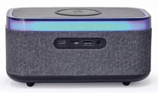 DAC-SPKBT-QC15-BK Gembird Digitalni sat+alarm sa bezicnim punjenjem telefona 15W i zvucnikom, FM, BT