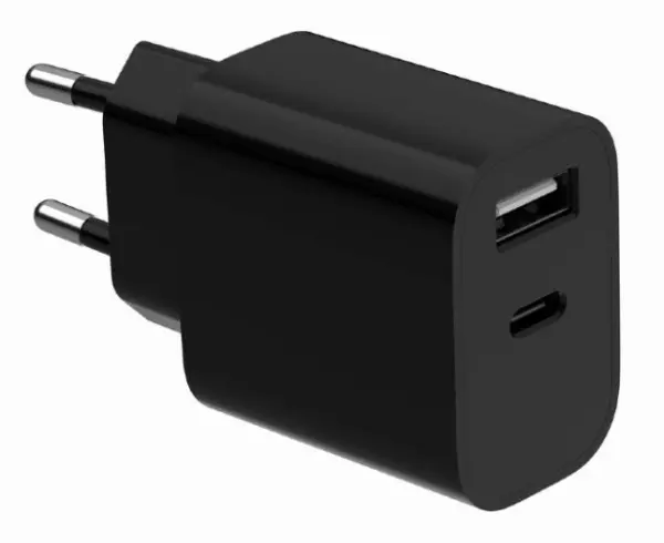 TA-UC-2AC12-01-BK Gembird USB punjac, 2-port USB-A+ USB-C, 2.4 A, Black