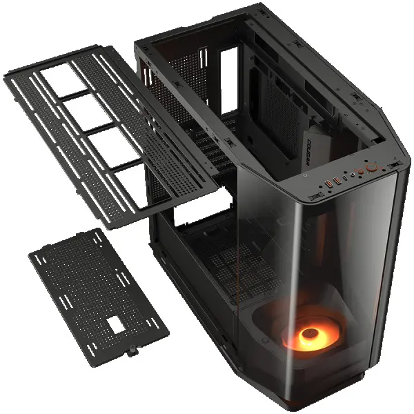 COUGAR | FV270 Black | PC Case | Mid tower  Tempered, Curved Glass Perimeter  Quick Detachable Air Filters  Up to 9 Fans (1x120mm RGB Prein
