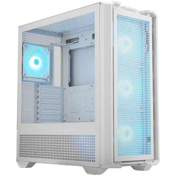 COUGAR | MX600 White | PC Case | Mid Tower  Mesh Front Panel  3 x 140mm + 1 x 120mm Fans  Transparent Left Panel ( CGR-57C9W-RGB )