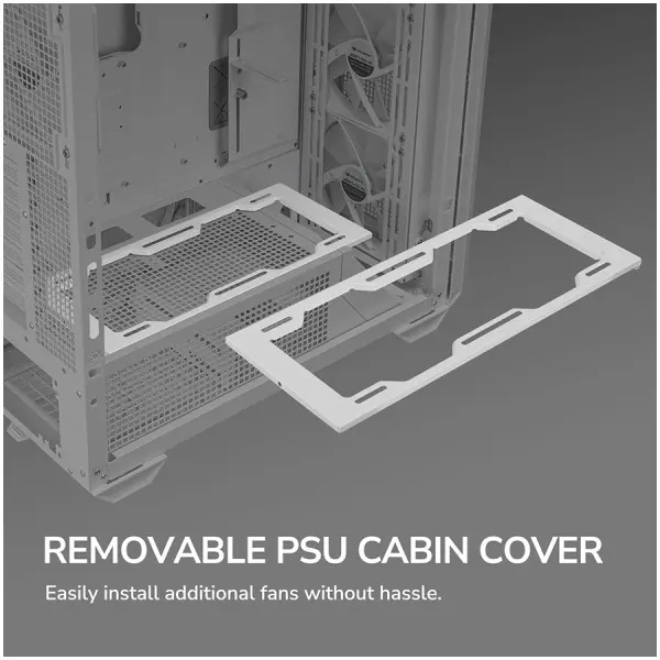 COUGAR | MX600 White | PC Case | Mid Tower  Mesh Front Panel  3 x 140mm + 1 x 120mm Fans  Transparent Left Panel ( CGR-57C9W-RGB ) 