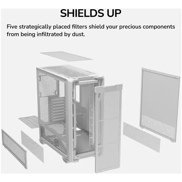 COUGAR | MX600 White | PC Case | Mid Tower  Mesh Front Panel  3 x 140mm + 1 x 120mm Fans  Transparent Left Panel ( CGR-57C9W-RGB ) 