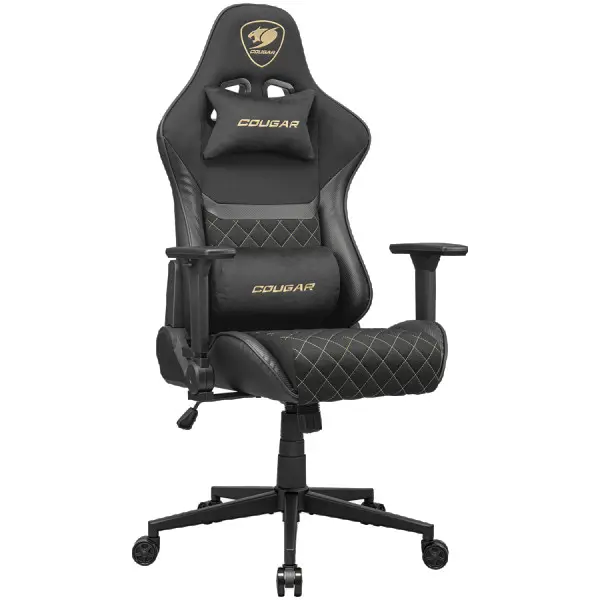 COUGAR Gaming chair Armor One V2 Gold F, Breathable PVC Leather, Classic high-back design, Adjustable Design, 4D Folding Armrests, Recliner
