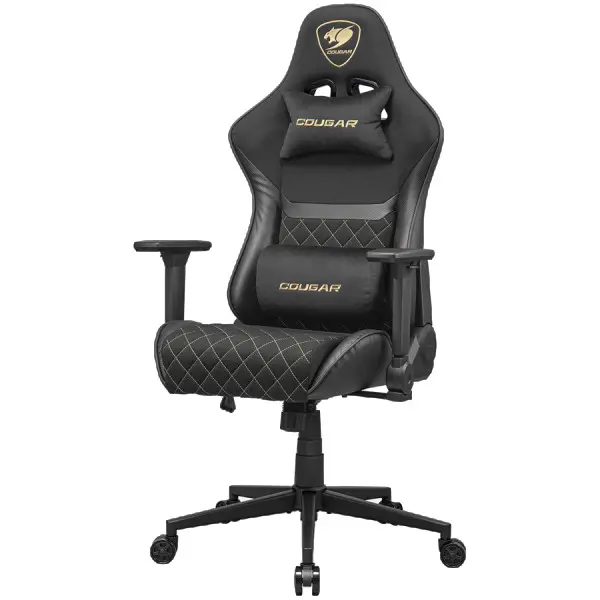 COUGAR Gaming chair Armor One V2 Gold F, Breathable PVC Leather, Classic high-back design, Adjustable Design, 4D Folding Armrests, Recliner
