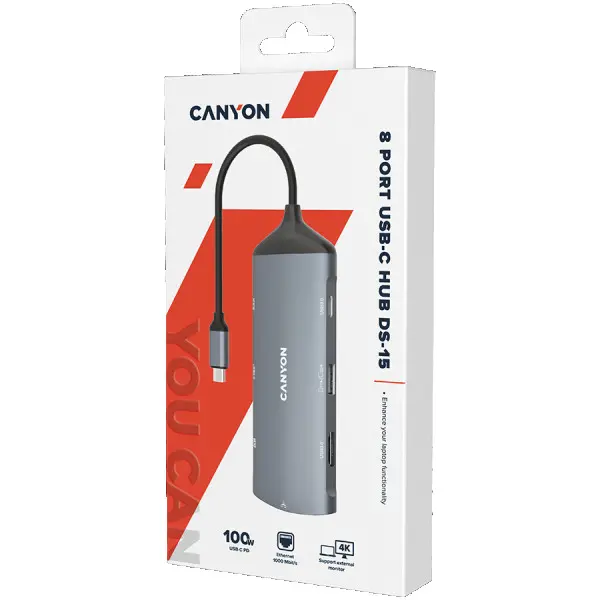 CANYON hub DS-15 8in1 4k USB-C Dark Grey ( CNS-TDS15 ) 