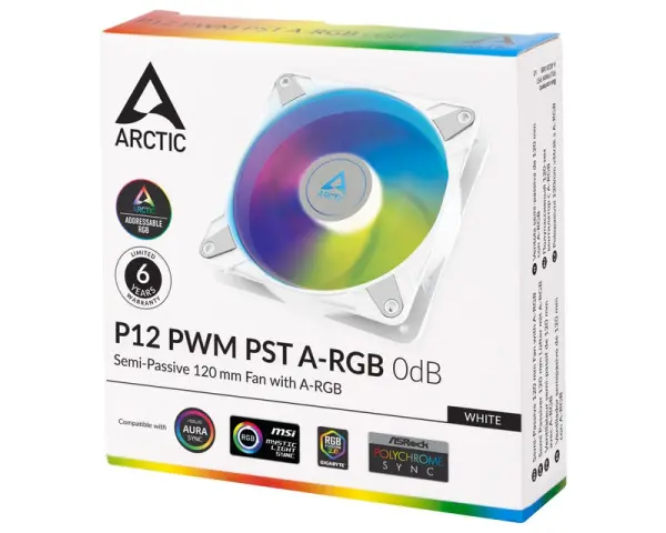 ARCTIC P12 PWM PST 120mm ventilator A-RGB beli (ACFAN00254A) 