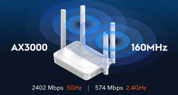 Cudy WR3000H AX3000 2.5G Mesh Wi-Fi 6 Router, 2.4/5Ghz, pokriva 130m2