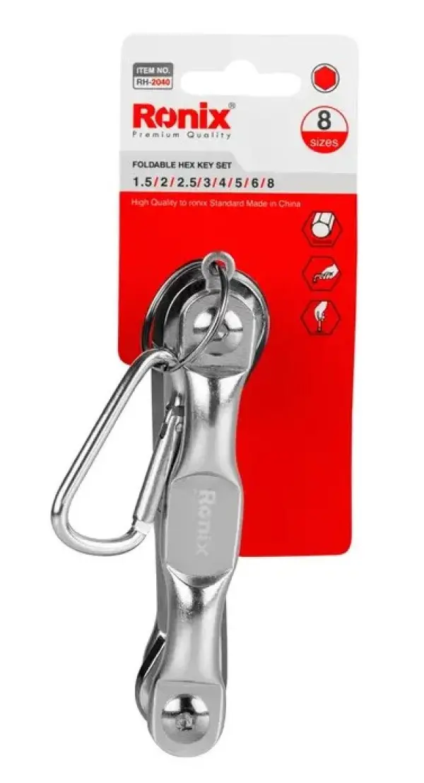 Sklopivi SET HEX kljuceva 8-DELNI CR-V RH-2040  1.5-8MM