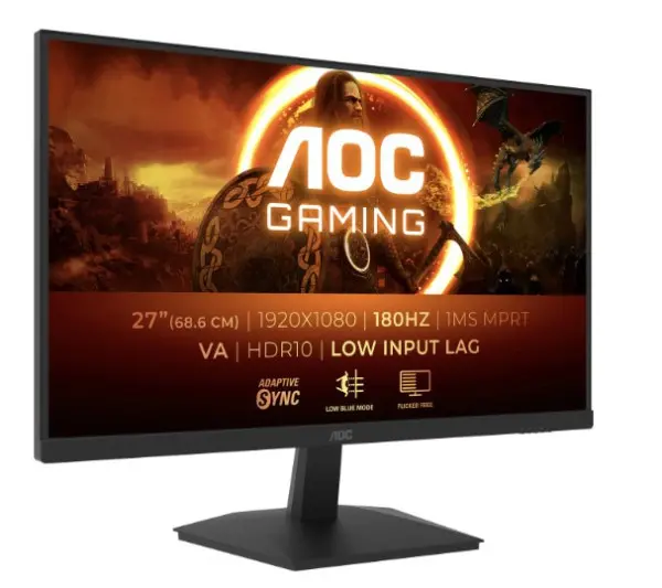 Monitor 27inc AOC 27G15N2 /VA/1920x1080/180Hz/1ms MPRT/HDMIx2,DP/VESA/crna