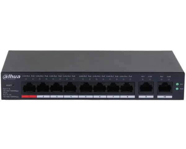 DAHUA CS4010-8GT-110 10-Port Cloud Managed Desktop Gigabit Switch with 8-Port PoE 