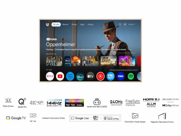 Televizor TCL 75A300WQLED75''4K UHD144HzMatte Screen''Ai'' ArtGoogle TVframe' ( '75A300W' ) 