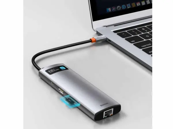 Priključna stanica BASEUS 8 u 1MultifunkcionalnaType-C to HDMI+USB 3.0+PD+RJ45+SDTFsiva' ( 'CAHUB-CV0G' ) 