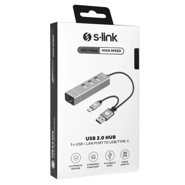 Adapter USB S-link SW-U222 USB 2.0USB-C na LAN 10100Mbps