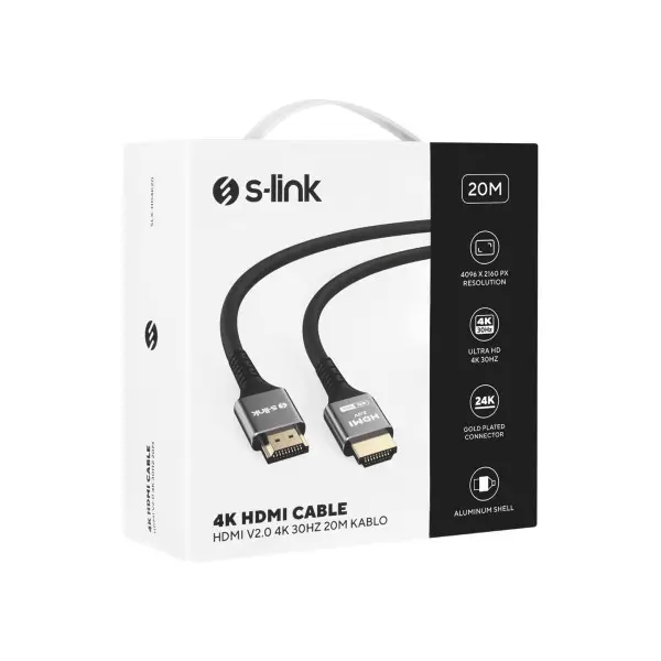 Kabl S-link SLX-HD4K20 HDMI na HDMI MM v2.0 4K30Hz Metal 20m