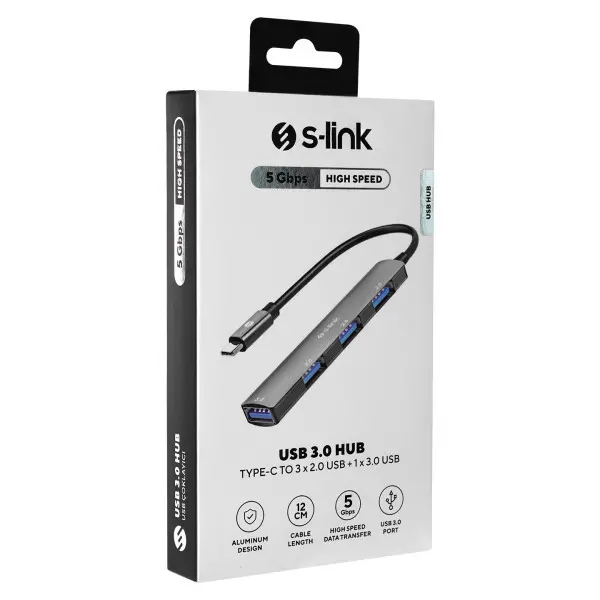 Adapter S-link SW-U324 USB 3.0 na USB-C 3 port USB 2.0
