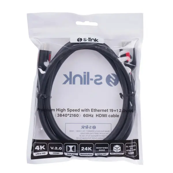 Kabl S-link SL-HDM4K011 HDMI na HDMI MM v2.0 4K60Hz 1,5m