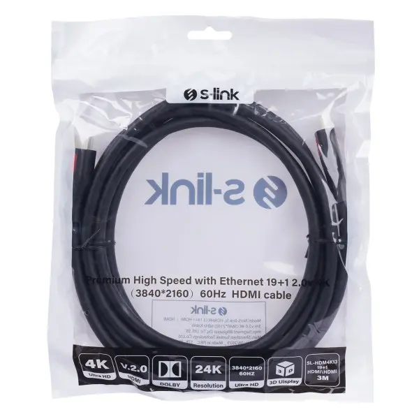 Kabl S-link SL-HDM4K13 HDMI na HDMI MM v2.0 4K60Hz 3m