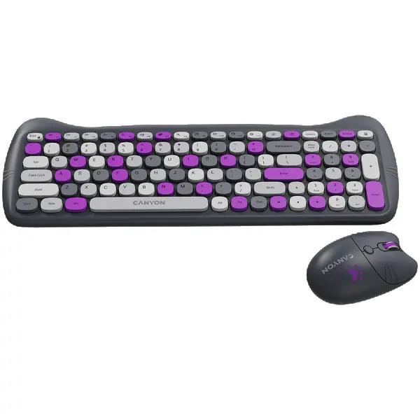 CANYON HSET-W6 ENAD Keyboard+Mouse Kitty Edition AAA+?? Wireless Violet ( CNS-HSETW6VT-AD ) 