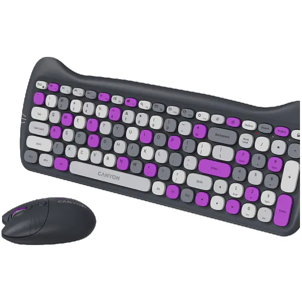 CANYON HSET-W6 ENAD Keyboard+Mouse Kitty Edition AAA+?? Wireless Violet ( CNS-HSETW6VT-AD ) 
