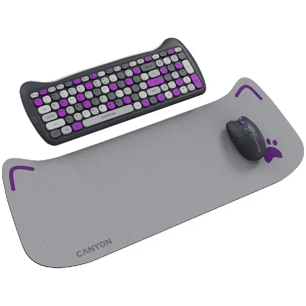CANYON HSET-W6 ENAD Keyboard+Mouse Kitty Edition AAA+?? Wireless Violet ( CNS-HSETW6VT-AD ) 