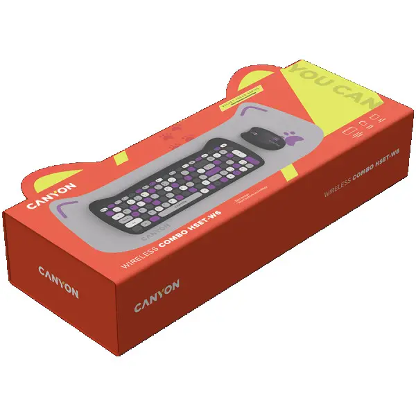CANYON HSET-W6 ENAD Keyboard+Mouse Kitty Edition AAA+?? Wireless Violet ( CNS-HSETW6VT-AD ) 